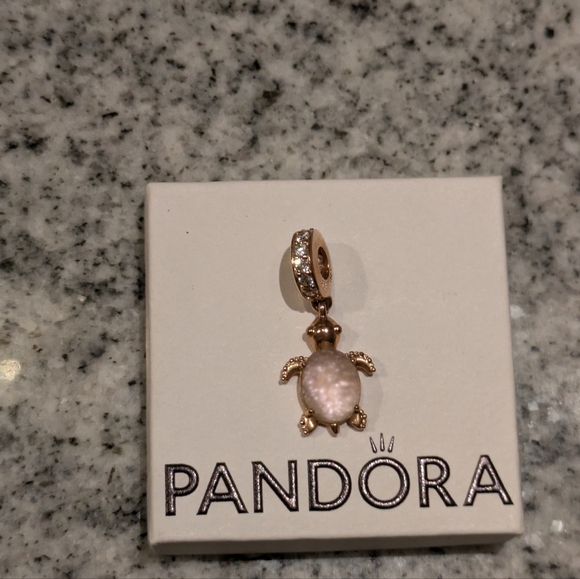 Murano Glass Pink Sea Turtle Dangle Charm - Picture 5 of 5